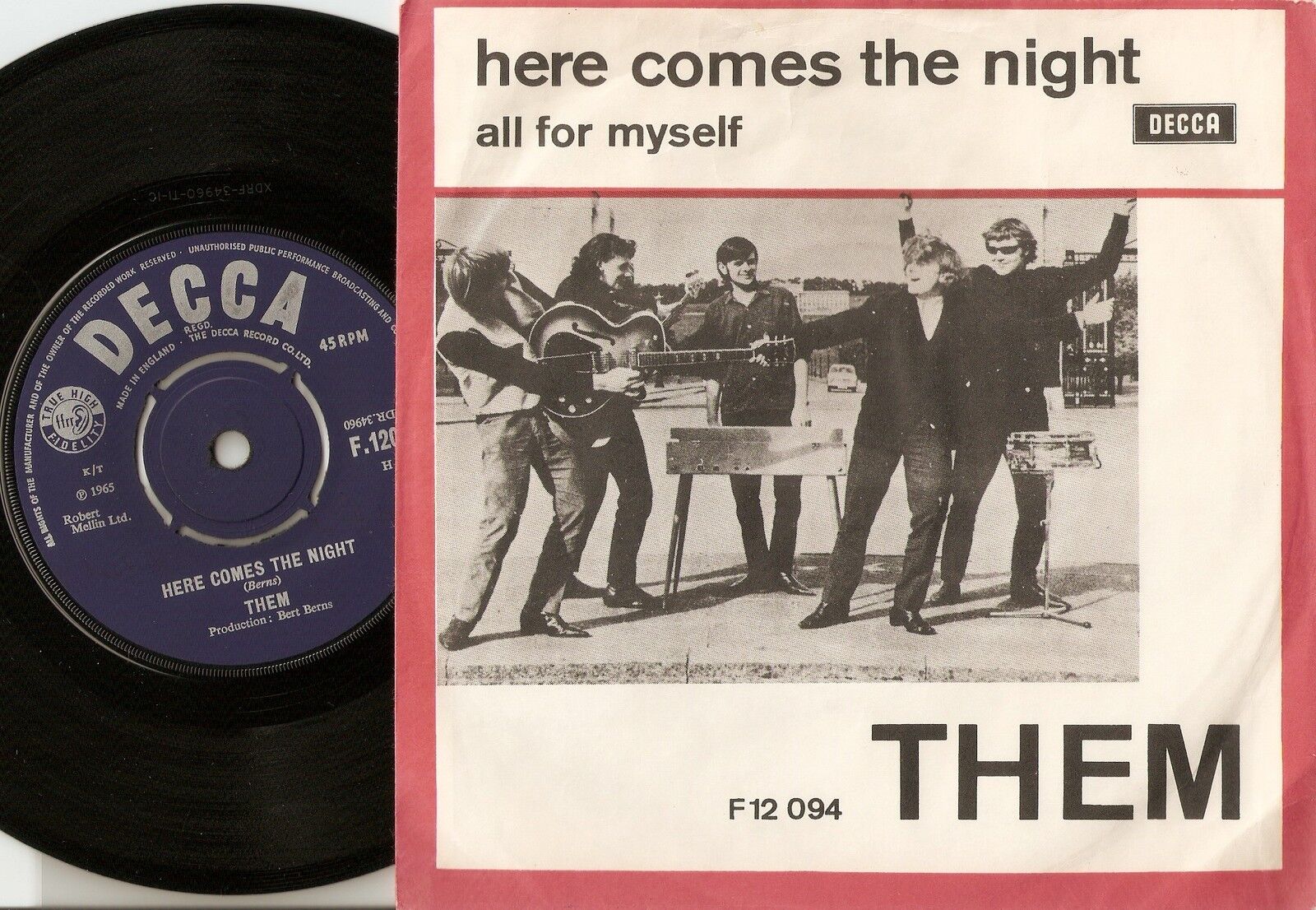 THEM HERE COMES THE NIGHT  ALL FOR MYSELF DANISH PS+45 1965   MOD FREAKBEAT RB