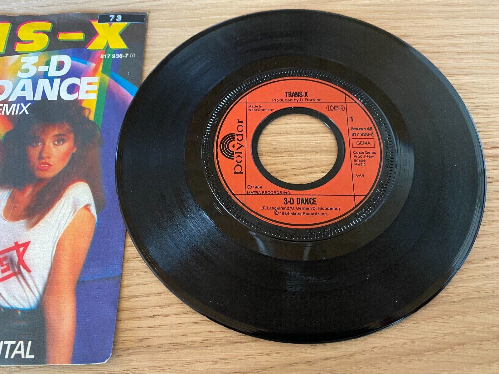 TRANS-X "3-D DANCE" (REMIX) 1984 POLYDOR RECORDS WEST GERMANY 1 PRESSING RARE 7