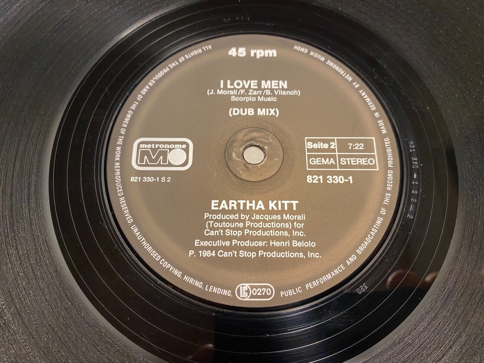 EARTHA KITT "I LOVE MEN" 1984 12" MAXI SINGLE 2 TRACKS METRONOME 12" REMIX  DUB