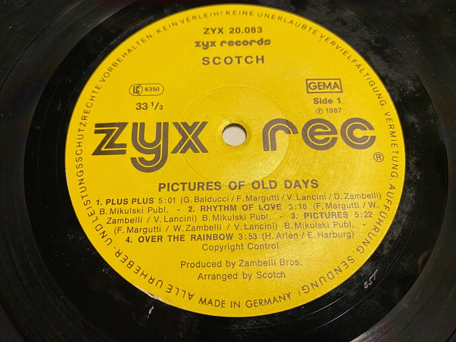 SCOTCH "PICTURES OF " 1987 9 SONGS 12" VINYL LP 33 RPM ZYX RECORDS ITALODISCO 12