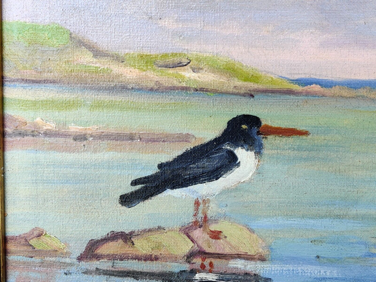 BIRDS ON SHORE original oil painting