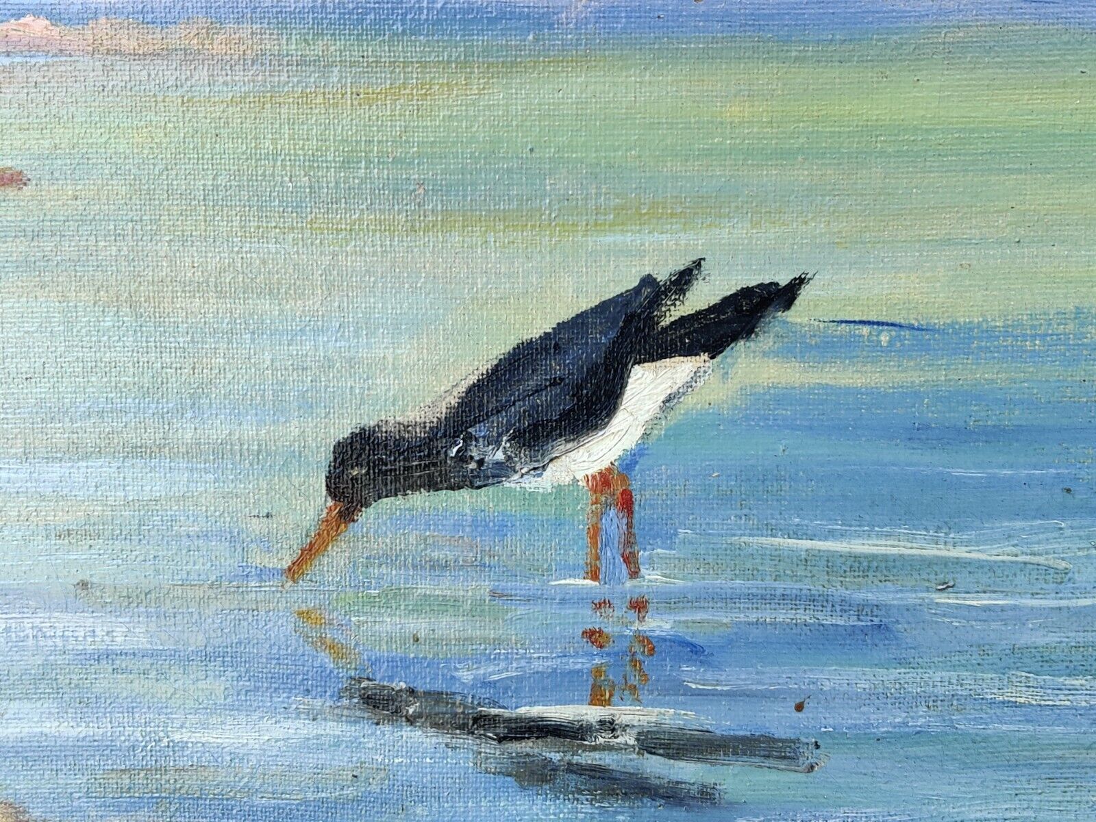 BIRDS ON SHORE original oil painting