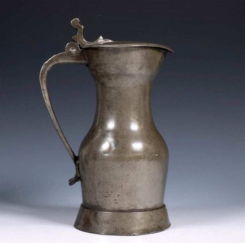 *SC* FINE QUALITY EARLY FRENCH PEWTER WINE JUG 18TH CENTURY