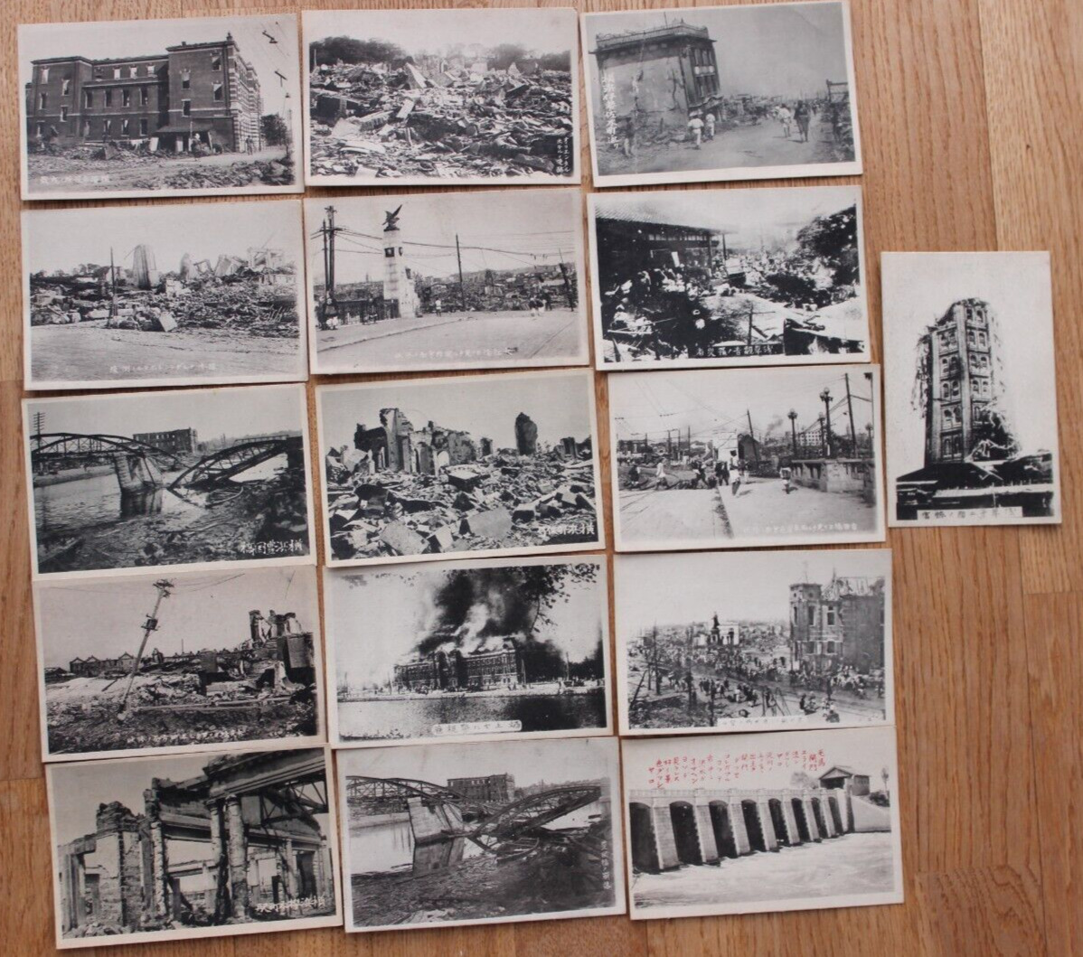 Kanto Earthquake Yokohama Tokyo Japan 1923 - postcard lot of 16 vintage