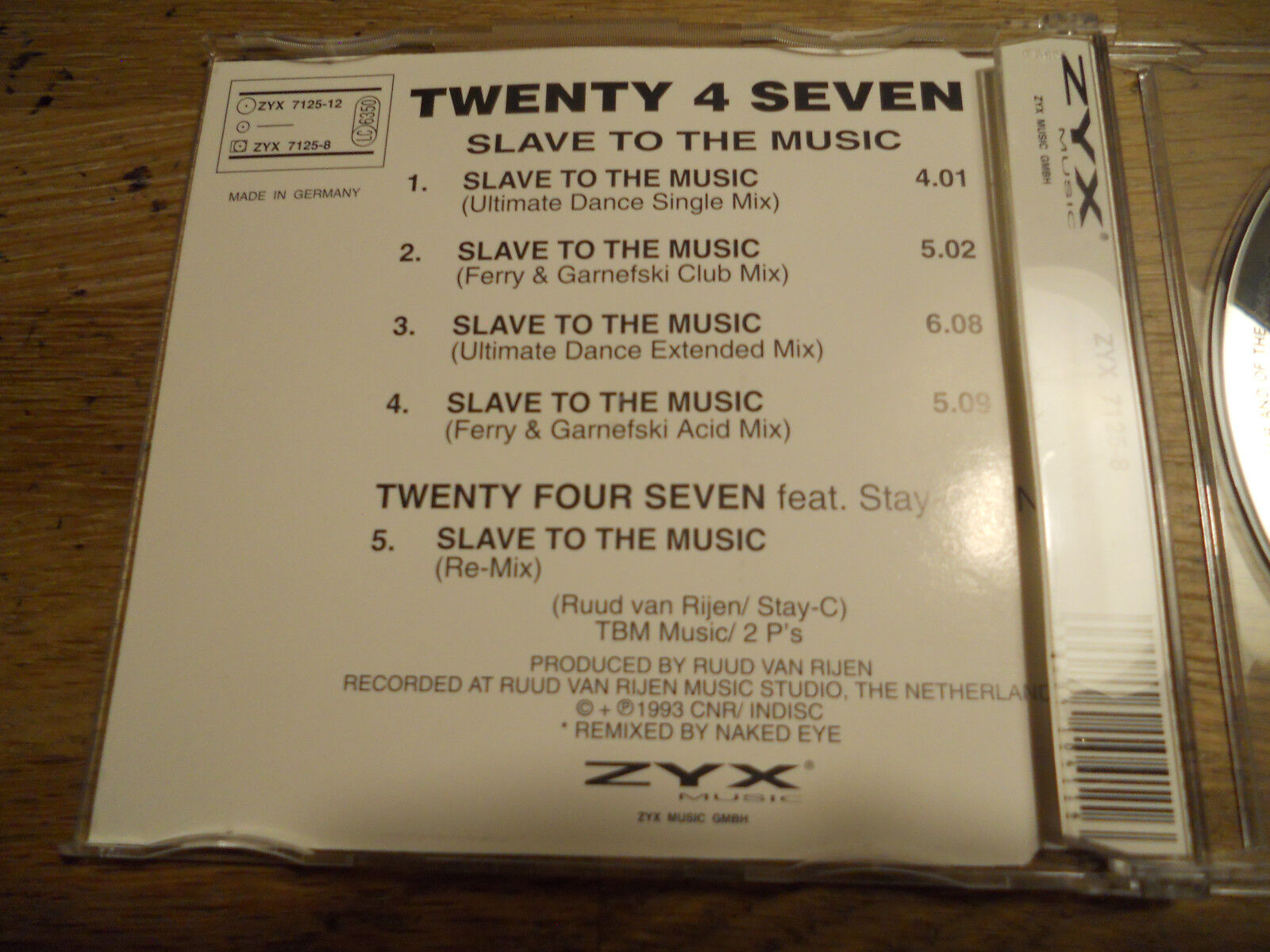 TWENTY 4 SEVEN "SLAVE TO THE MUSIC" 5 REMIXED TRACKS CD SINGLE ZYX RECORDS 1993*