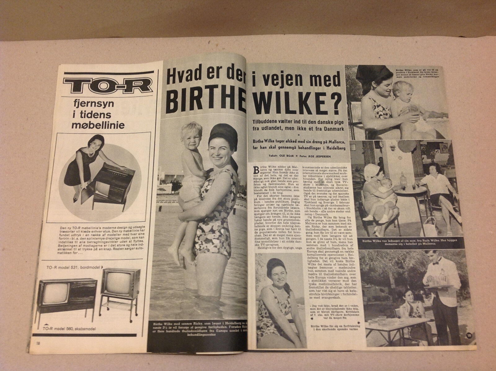 BIRTHE WILKE + SON SINGER FROM DENMARK FRONT COVER VINTAGE Danish Magazine 1964