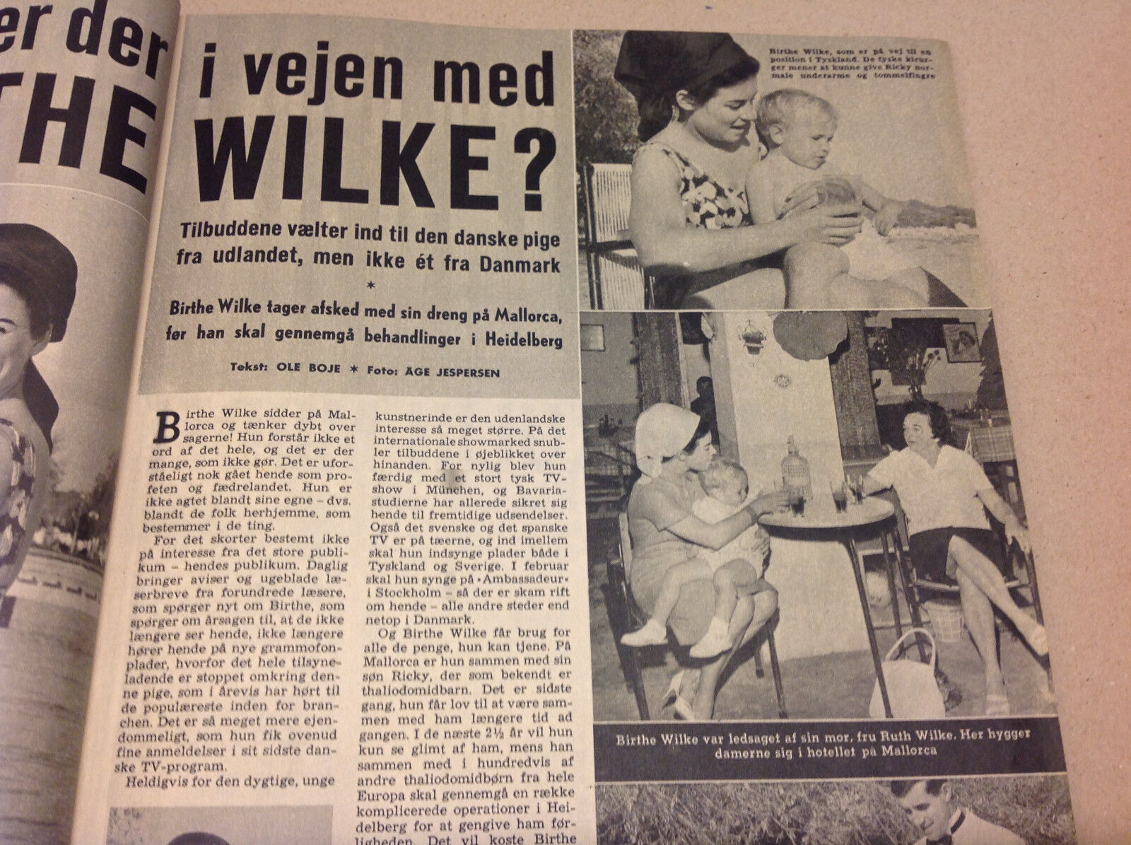 BIRTHE WILKE + SON SINGER FROM DENMARK FRONT COVER VINTAGE Danish Magazine 1964