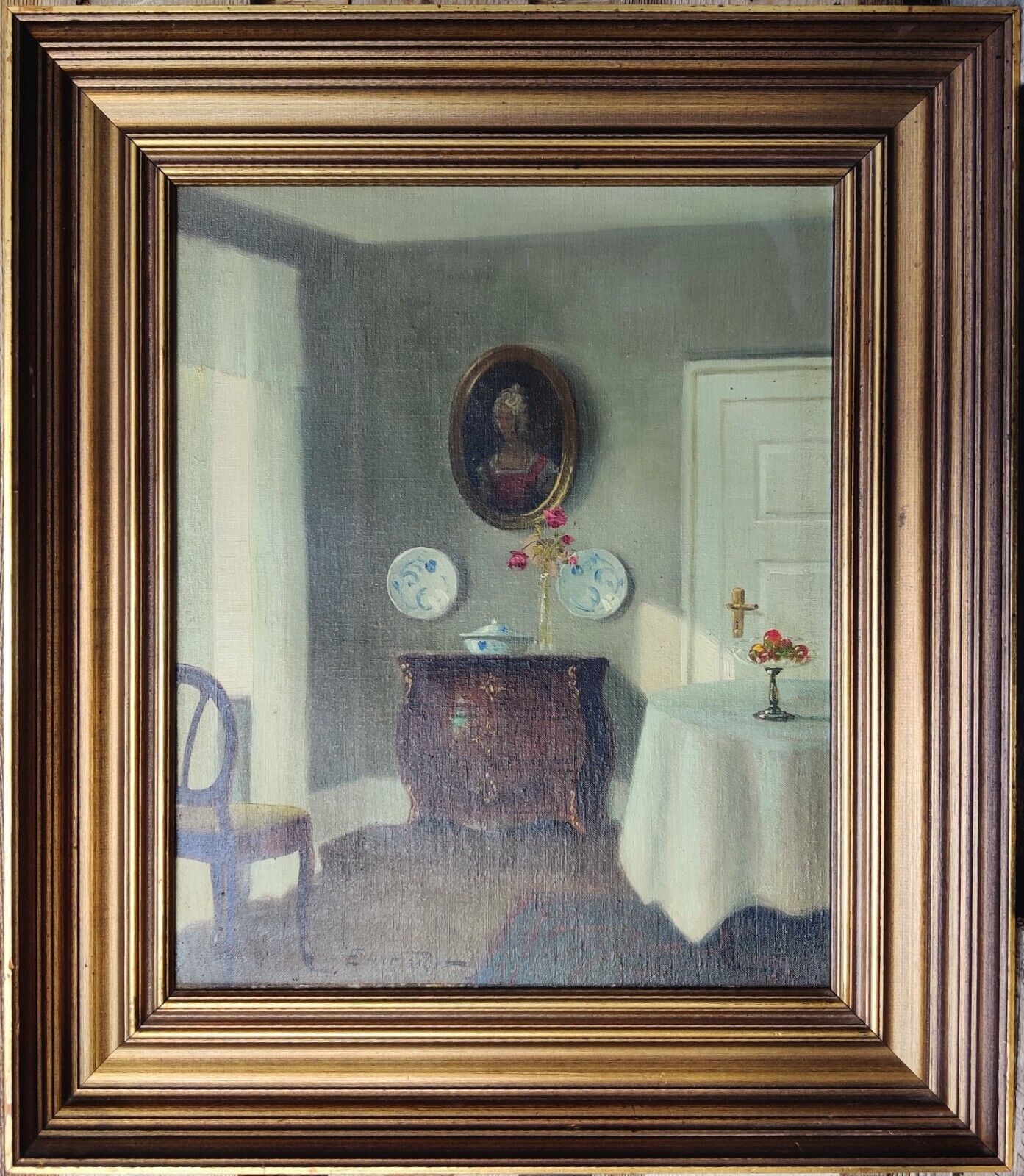 Edmund Fischer (1889-1952): CLASSICAL INTERIOR original oil painting