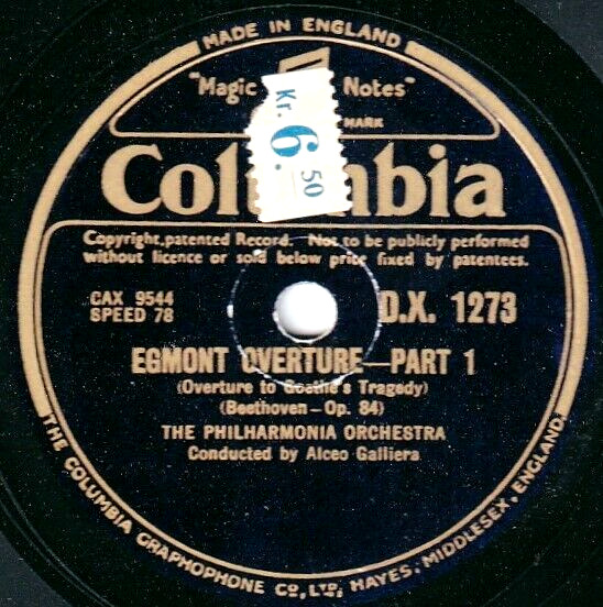 Galliera Beethoven (Egmont overture) Col DX 1273 NM(-)