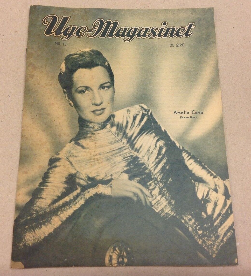 Amelia Cova Warner Bros on Front Cover Old Original Vintage Danish Magazine 1952