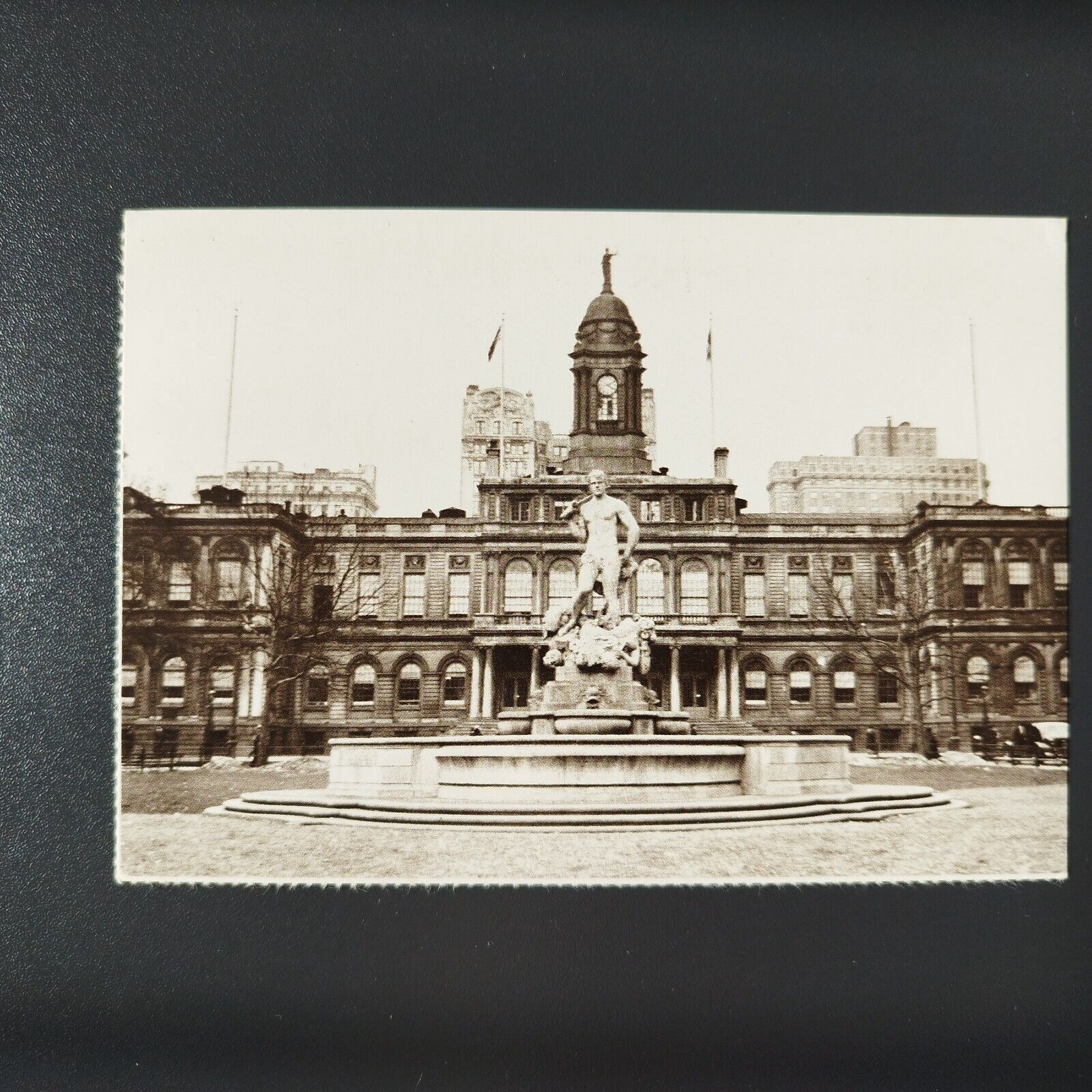 NY New York City City Hall 1928with the statue of Civic Virtue - Reprint