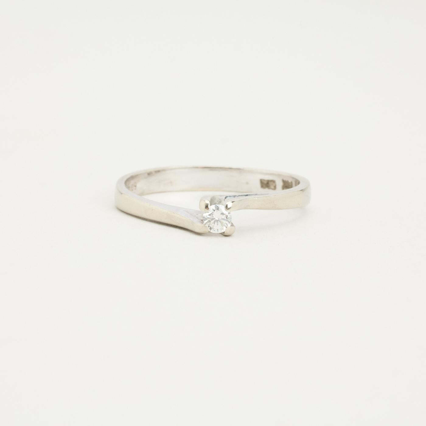 Ring with diamond in 14K White gold size 7¾ | Vintage Solid Gold