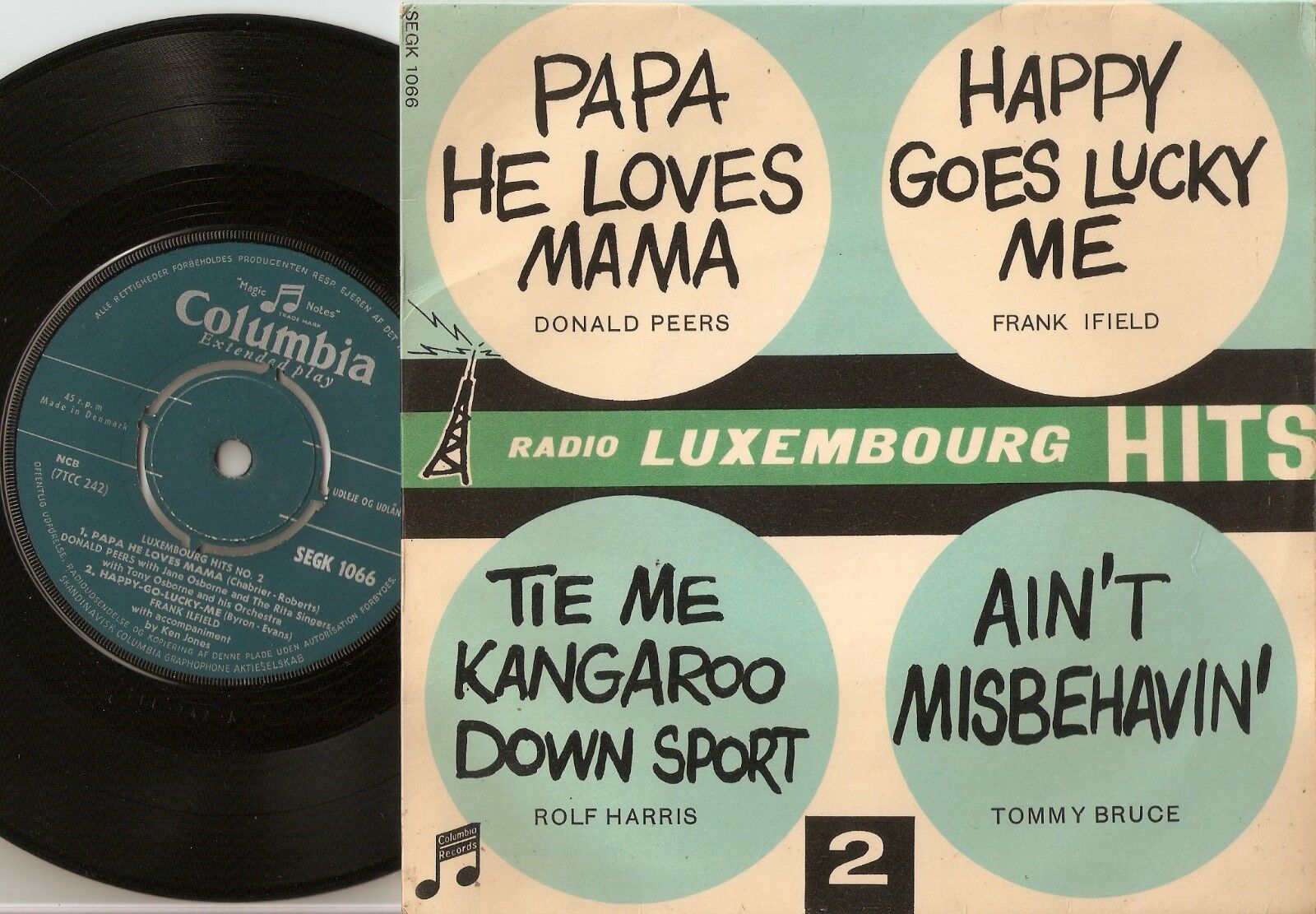 RADIO LUXEMBOURG HITS 2 EP PEERS IFIELD BRUCE HARRIS DANISH 45+PS 1960 RR BEAT