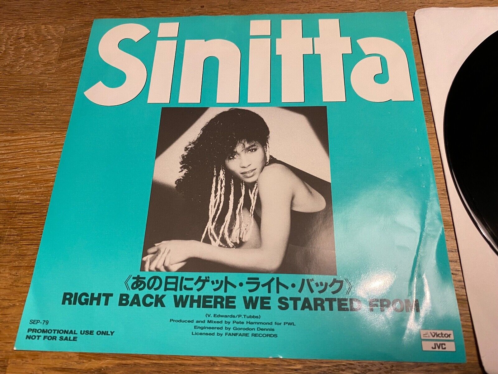 SINITTA RIGHT BACK WHERE WE STARTED FROM 1990 VICTOR RECORDS JASRAC PROMOTIONAL*