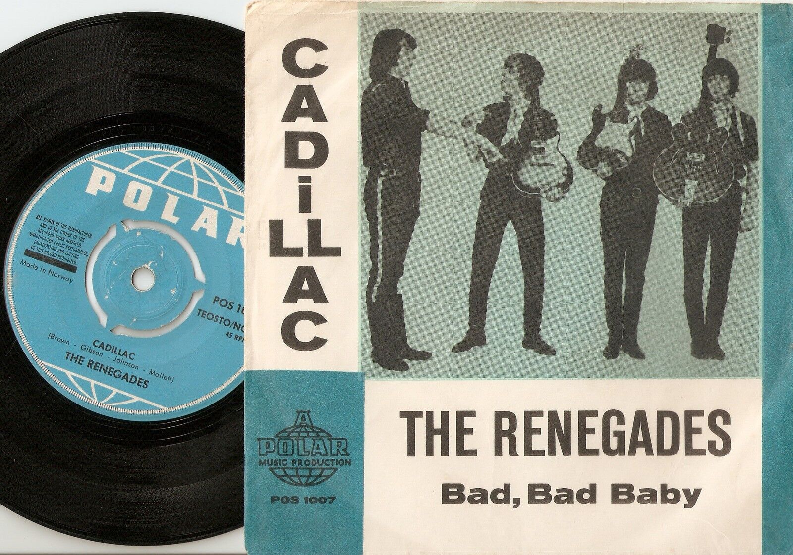 THE RENEGADES CADILLAC  BAD BAD BABY NORWAY DANISH 45+PS 1965 FREAKBEAT MOD RB