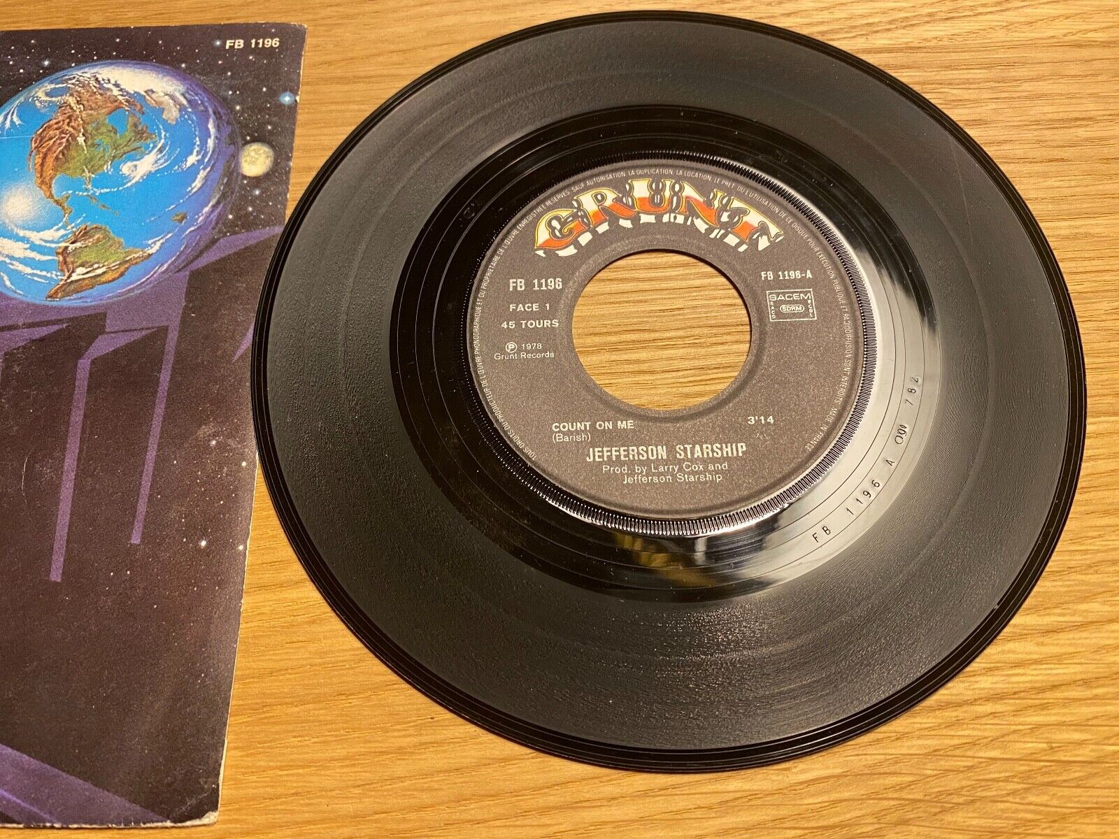 STARSHIP "COUNT ON ME / SHOW YOURSELF" 1978 7" VINYL SINGLE SACEM FRANCE 1PRESS