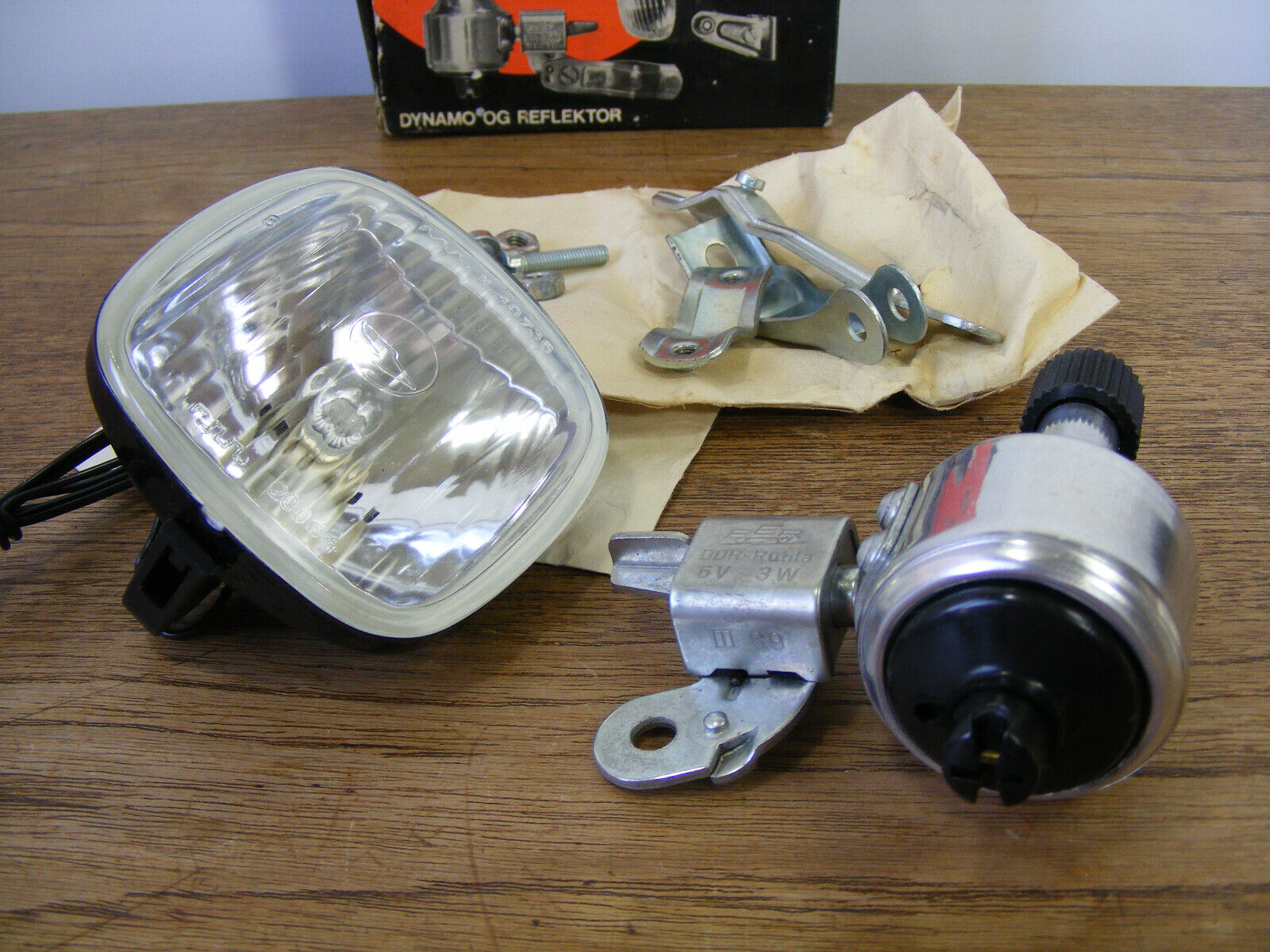 NOS FER Ruhla Prestige Dynamo Headlights GDR Diamond Mifa Bicycle Folding Wheel