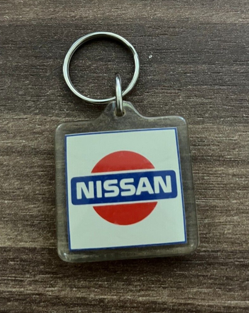 Vintage Nissan Keychain Danish Denmark Car Retro Dealership Memorabilia 1980s