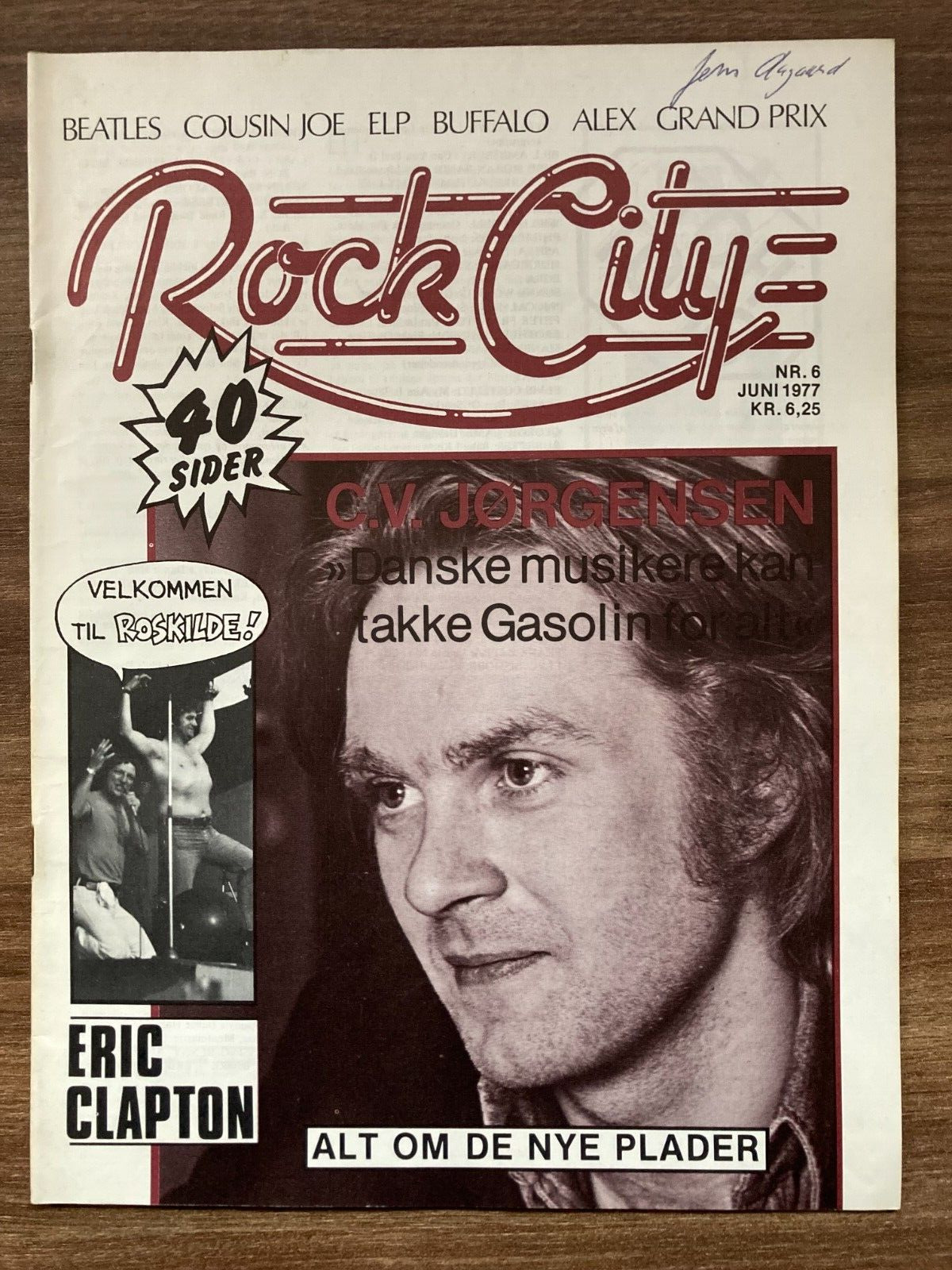 Eric Clapton Concert Copenhagen + CV Jørgensen 1977 "Rock City" Danish Magazine