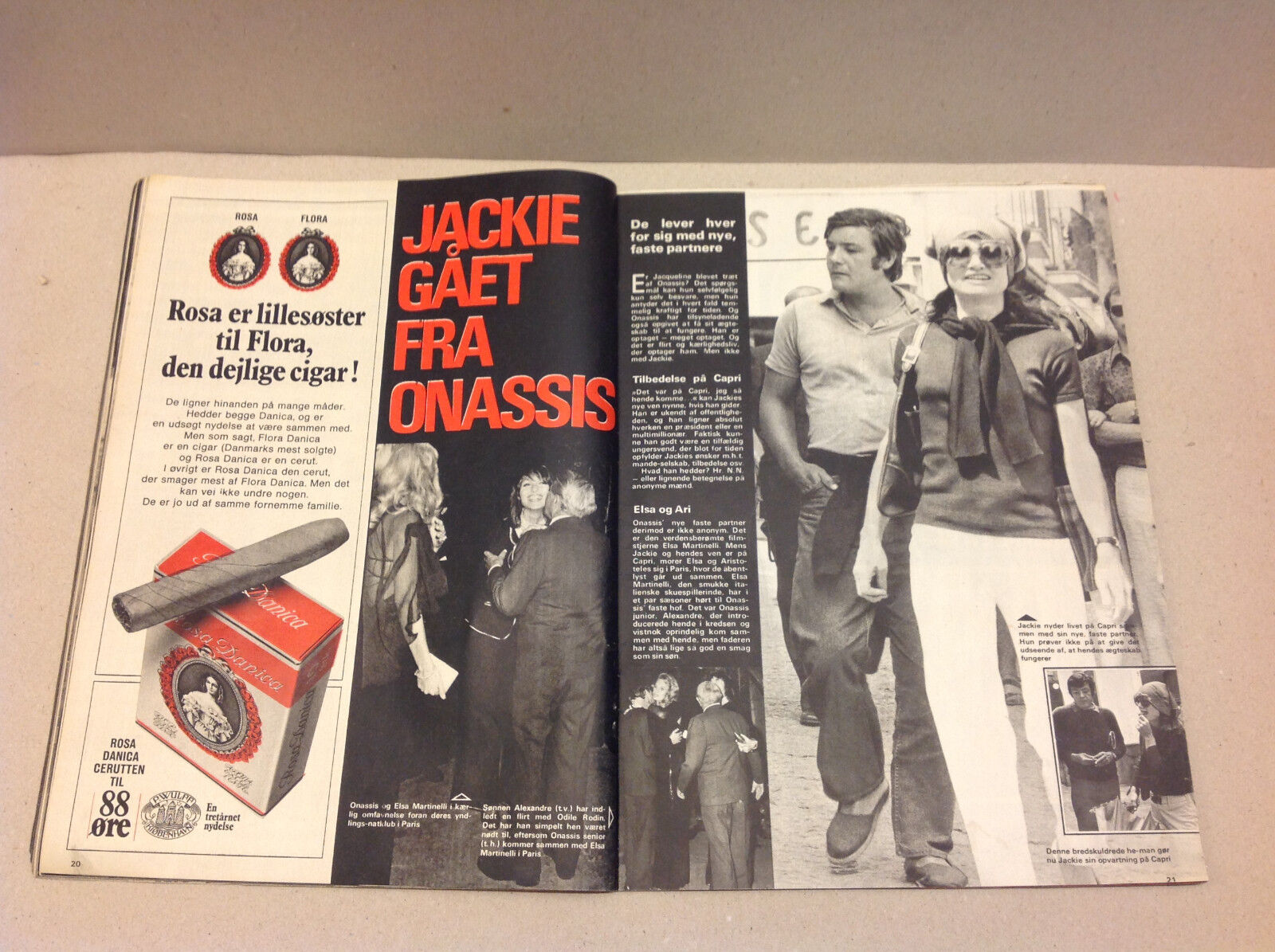 JACKIE KENNEDY JACKIE ONASSIS ARISTOTLE BREAKUP RUMORS ON A Danish Magazine 1972