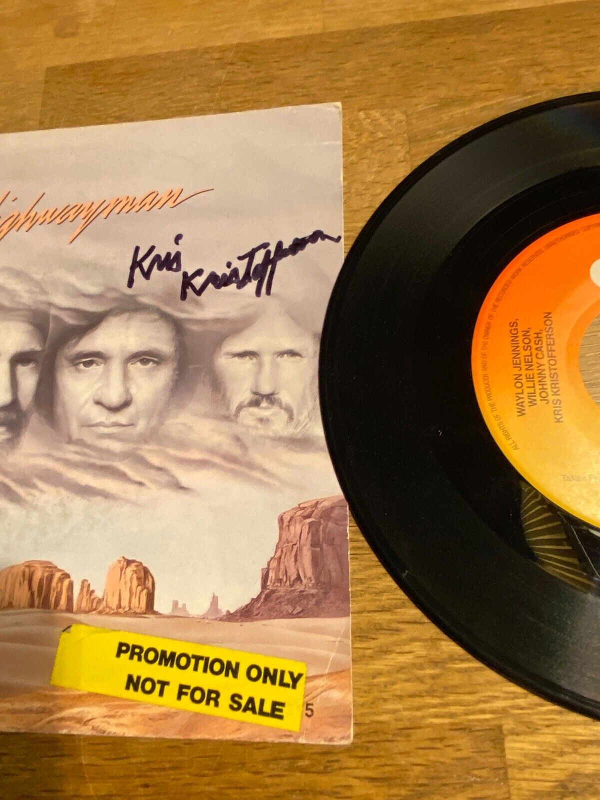 WAYLON JENNINGS WILLIE NELSON JOHNNY CASH  KRIS KRISTOFFERSON PROMO SIGNED 7"