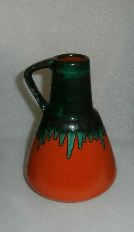 ~ Vintage West German 310-15 studio pottery vase Dumler  Breiden orange green