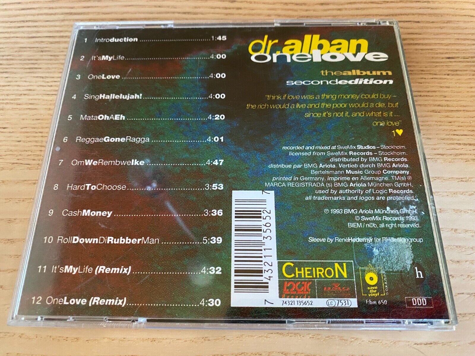 DR ALBAN "ONE LOVE THE ALBUM SECOND EDITION" DDD 1993 CD 12 TRACK CHEIRON LOGIC