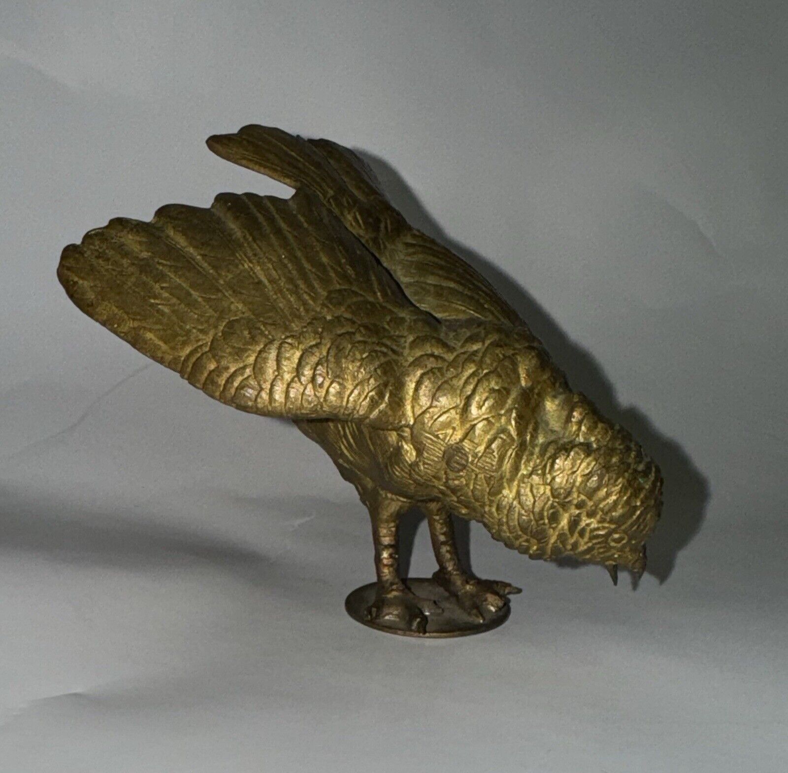 Vintage Charming Bronze Figure Of Smaller Bird Looking For Food c 1920