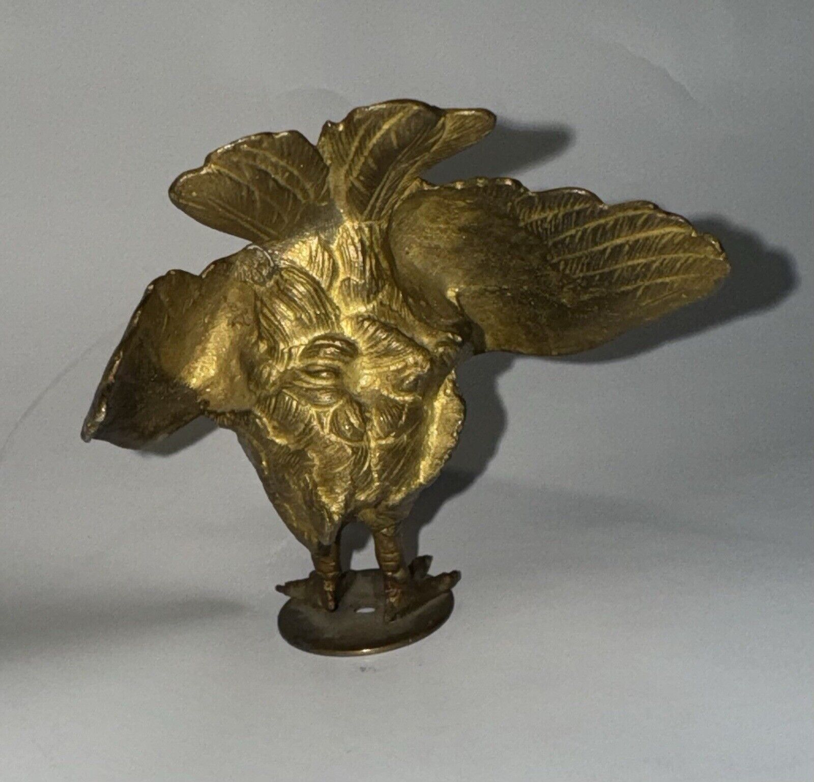 Vintage Charming Bronze Figure Of Smaller Bird Looking For Food c 1920