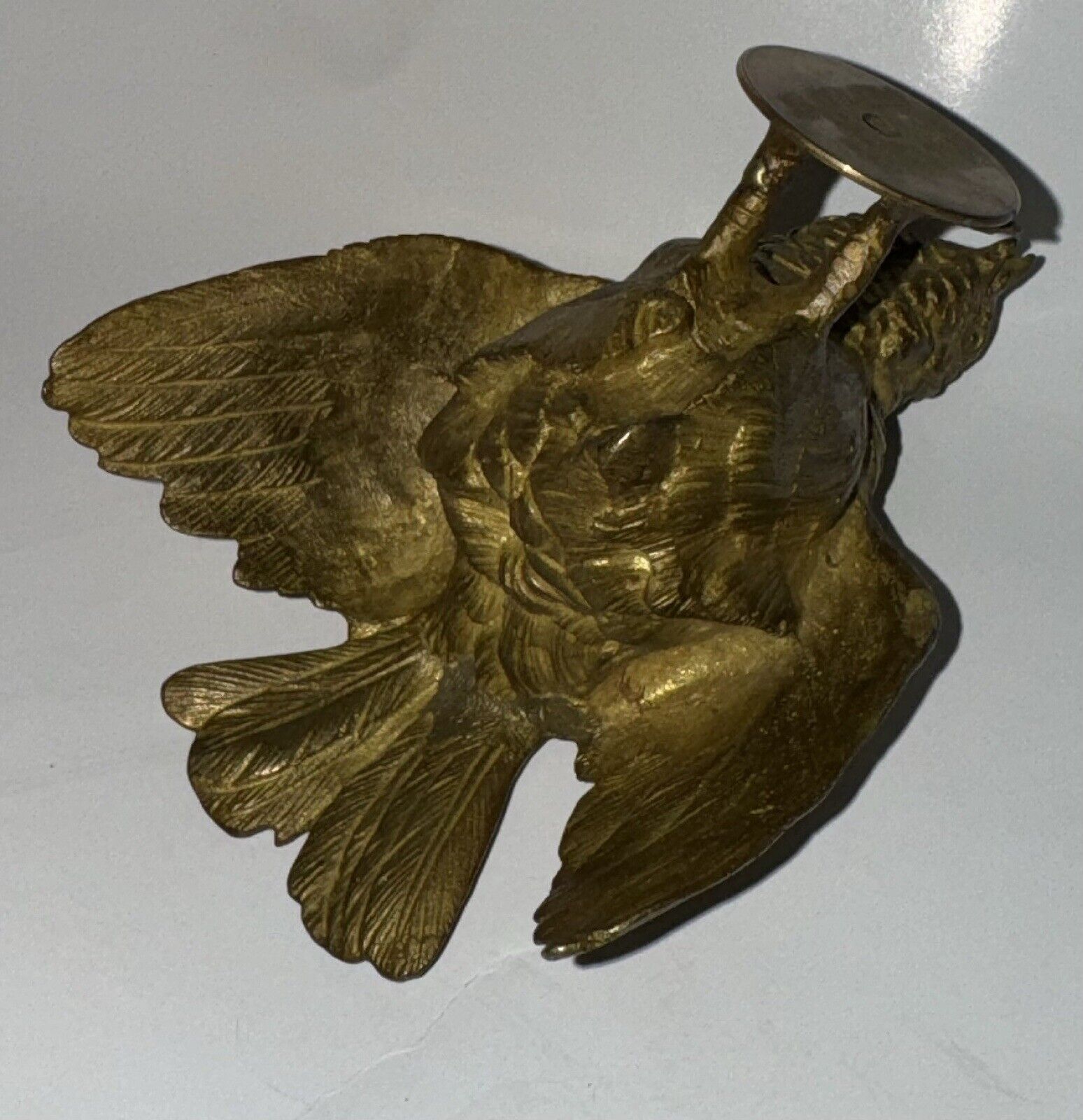 Vintage Charming Bronze Figure Of Smaller Bird Looking For Food c 1920