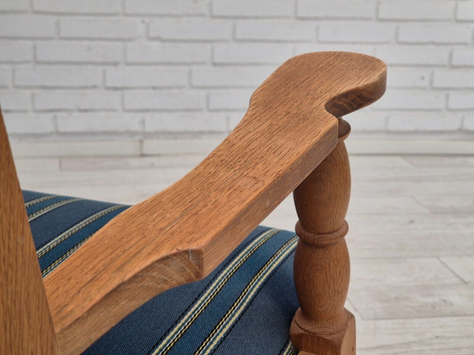 1970s Danish design oak wood rocking chair with footstool furniture wool