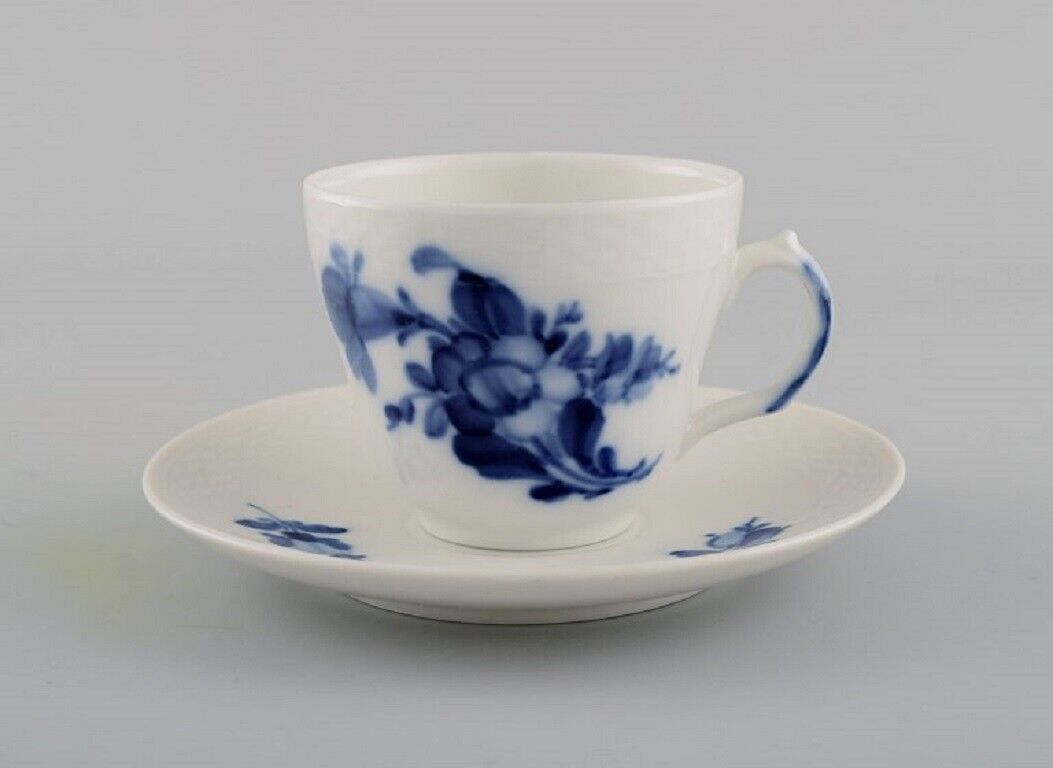 Royal Copenhagen Blue Flower Braided espresso service for six people Mid-20th C