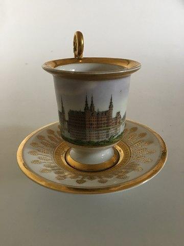 Royal Copenhagen Empire Lion Cup with motif of Frederiksborg Castle from