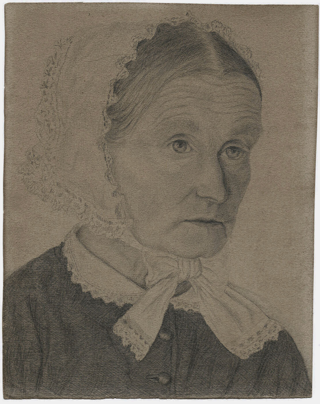 Antique drawing Danish Golden Age Portrait of an old woman c1840