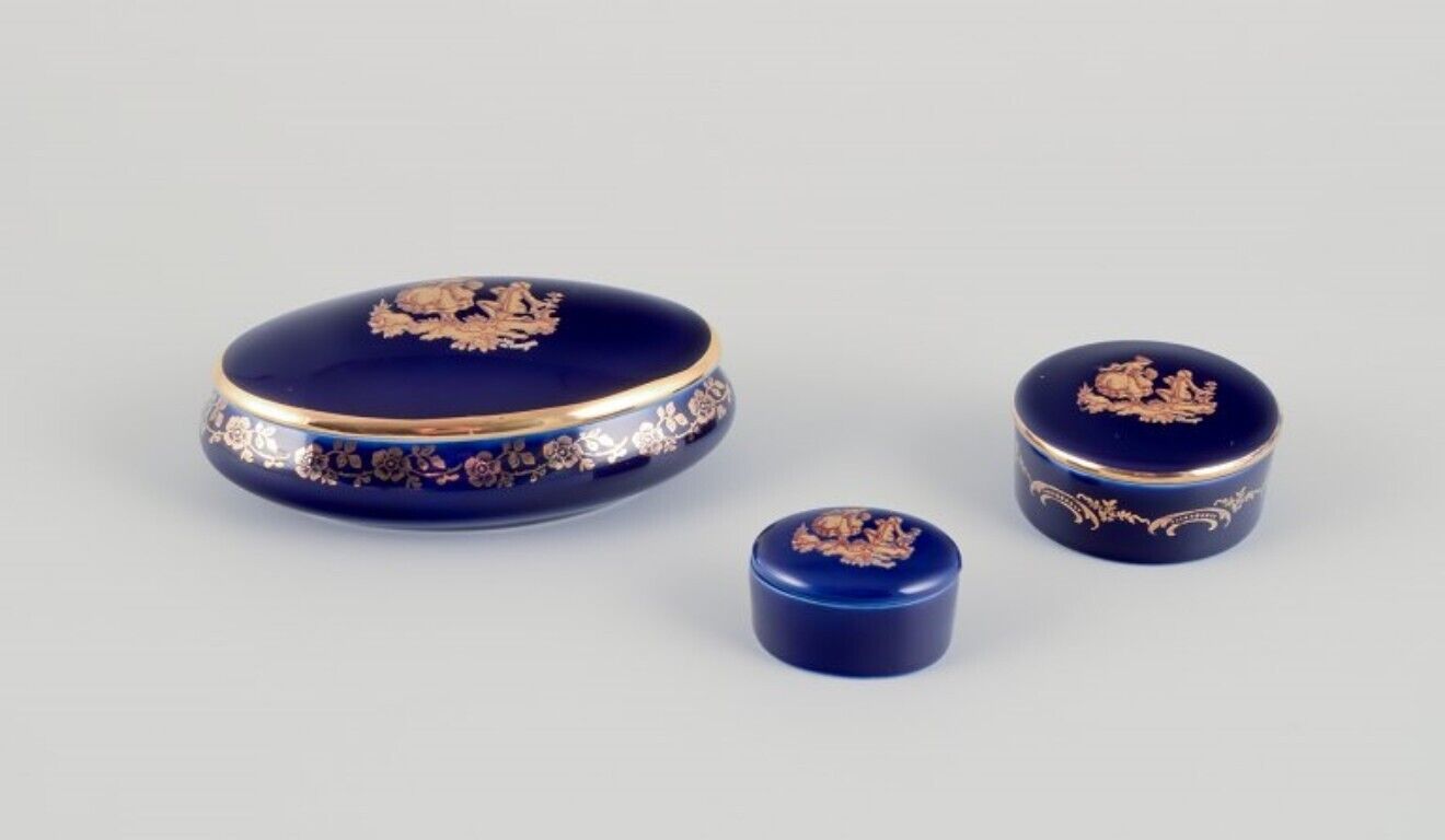 Limoges France Three miniature boxes in porcelain