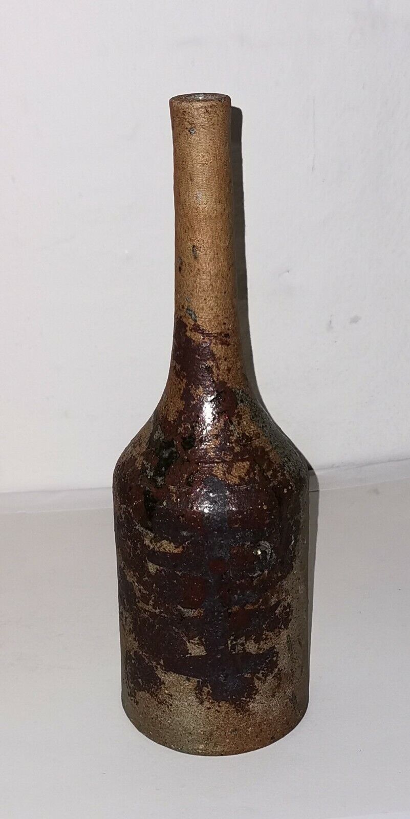 Vintage bottle shaped vase with long neck made by Conny Walther Denmark c 1970