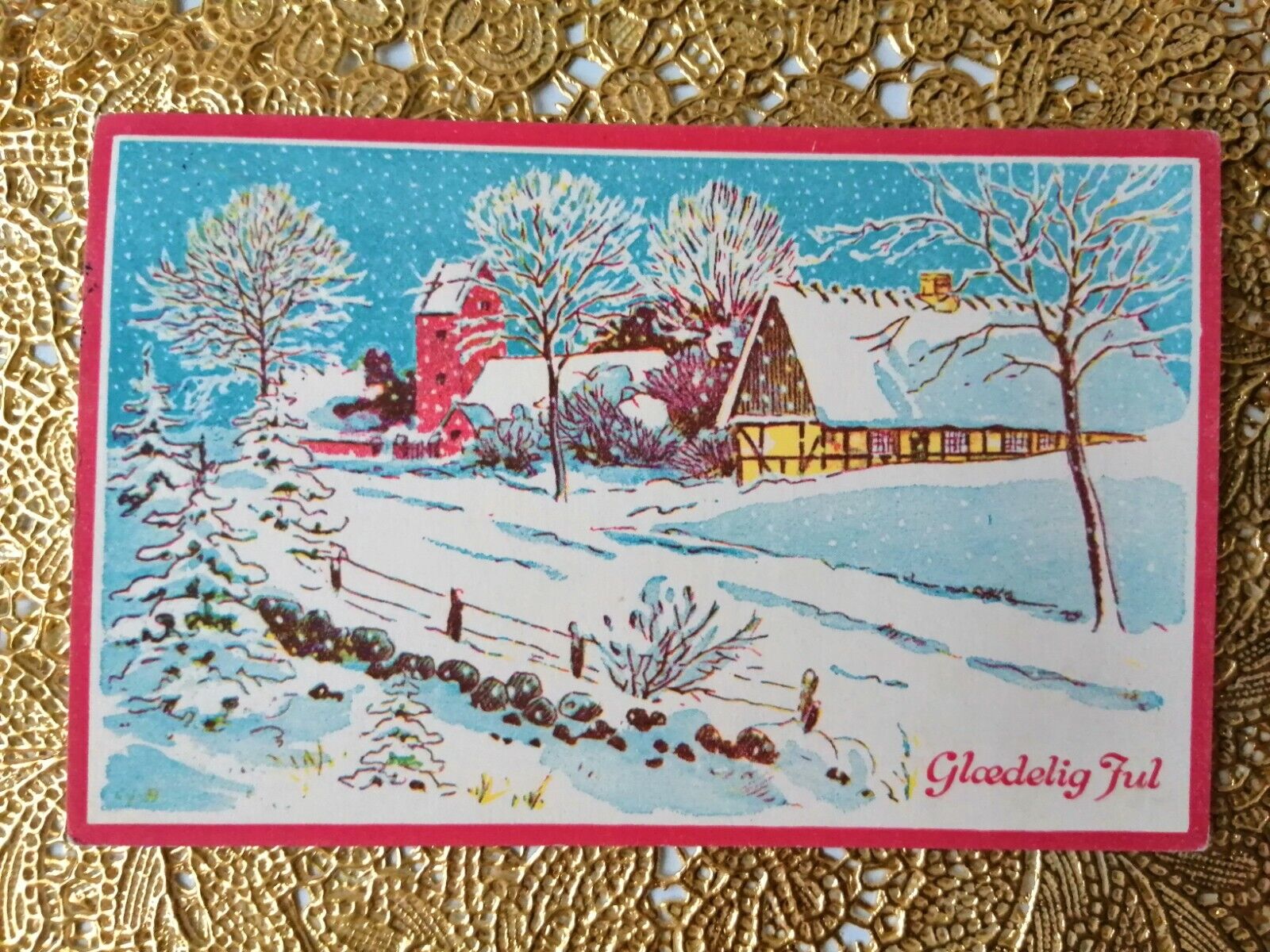 Vintage and collectible Danish Christmas card.Posted in 1949. ( No. 10 K )