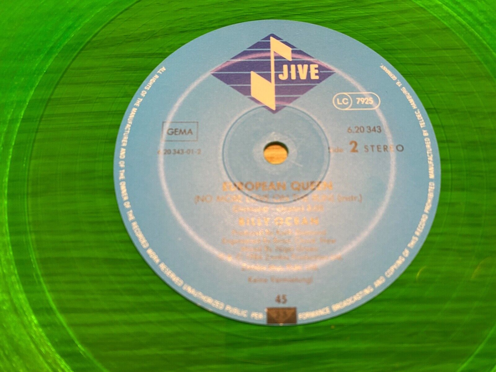 BILLY OCEAN "EUROPEAN QUEEN" 1984 WEST GERMAN PRESS 12" MAXI SINGLE GREEN VINYL*