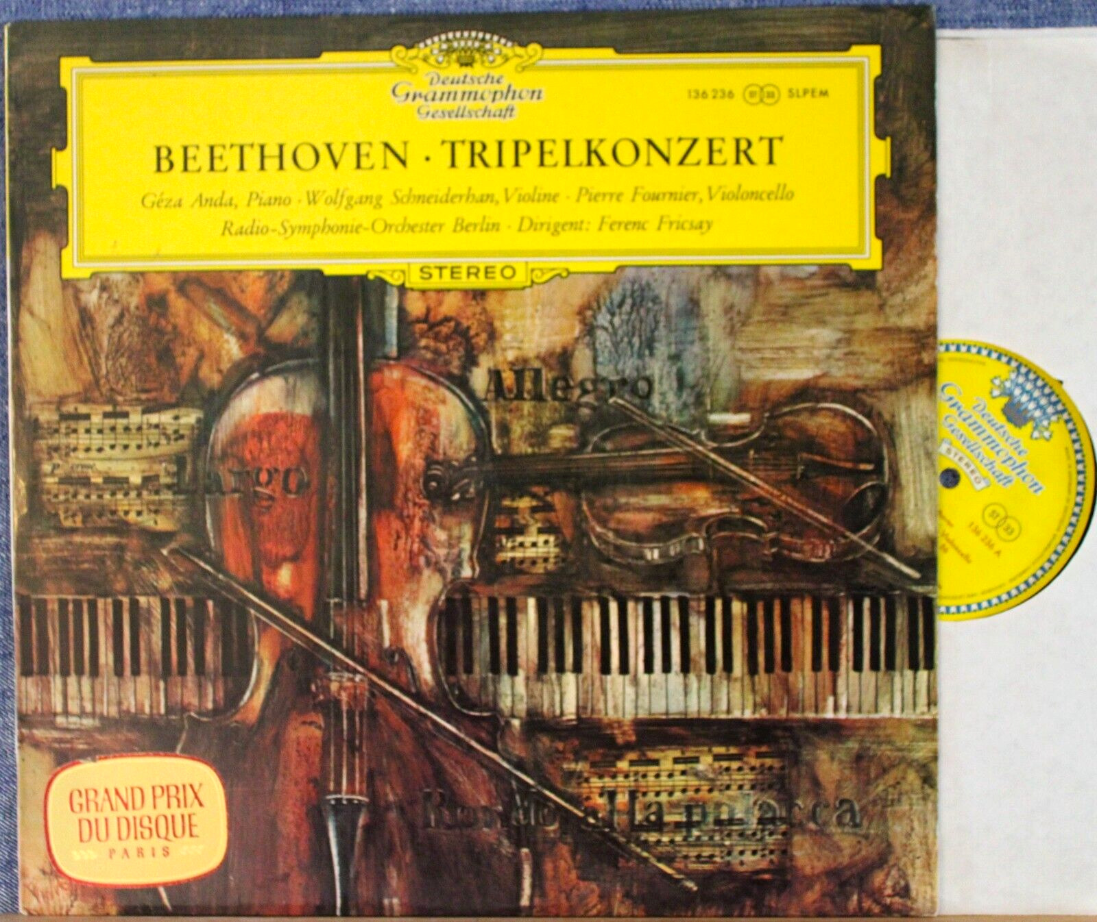 Anda; Schneiderhan; Fournier Beethoven (Triple conc) DGG 136 236 tulip NM