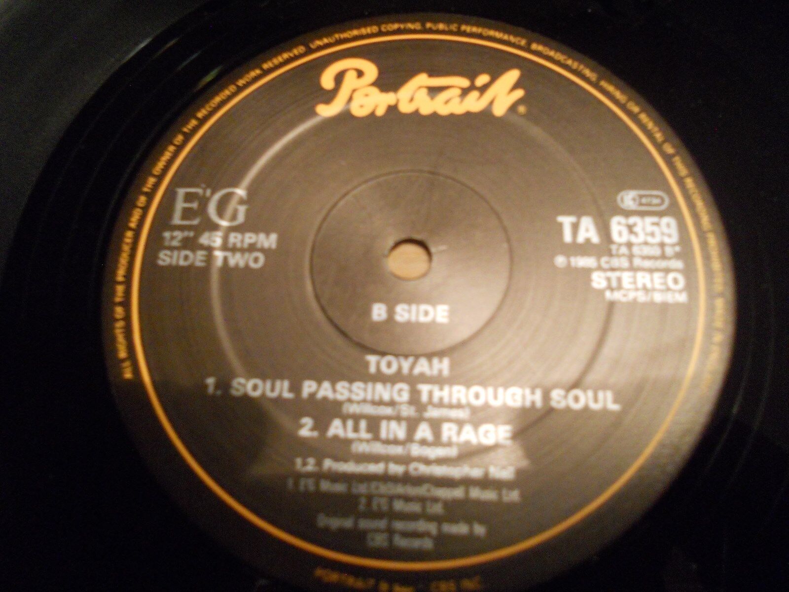 TOYAH SOUL PASSING THROUGH SOUL EXTENDED MIX USED UK 12" 1985 PORTRAIT RECORDS**