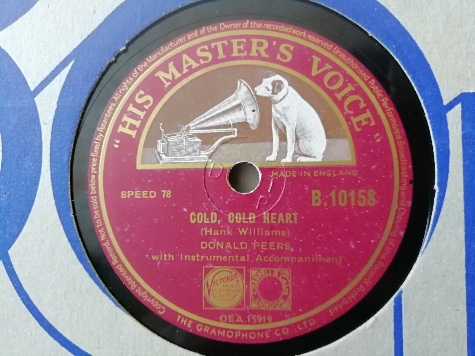 78 rpmDONALD PEERSColdCold Heart/I Wish I Wuz His Master's Voice