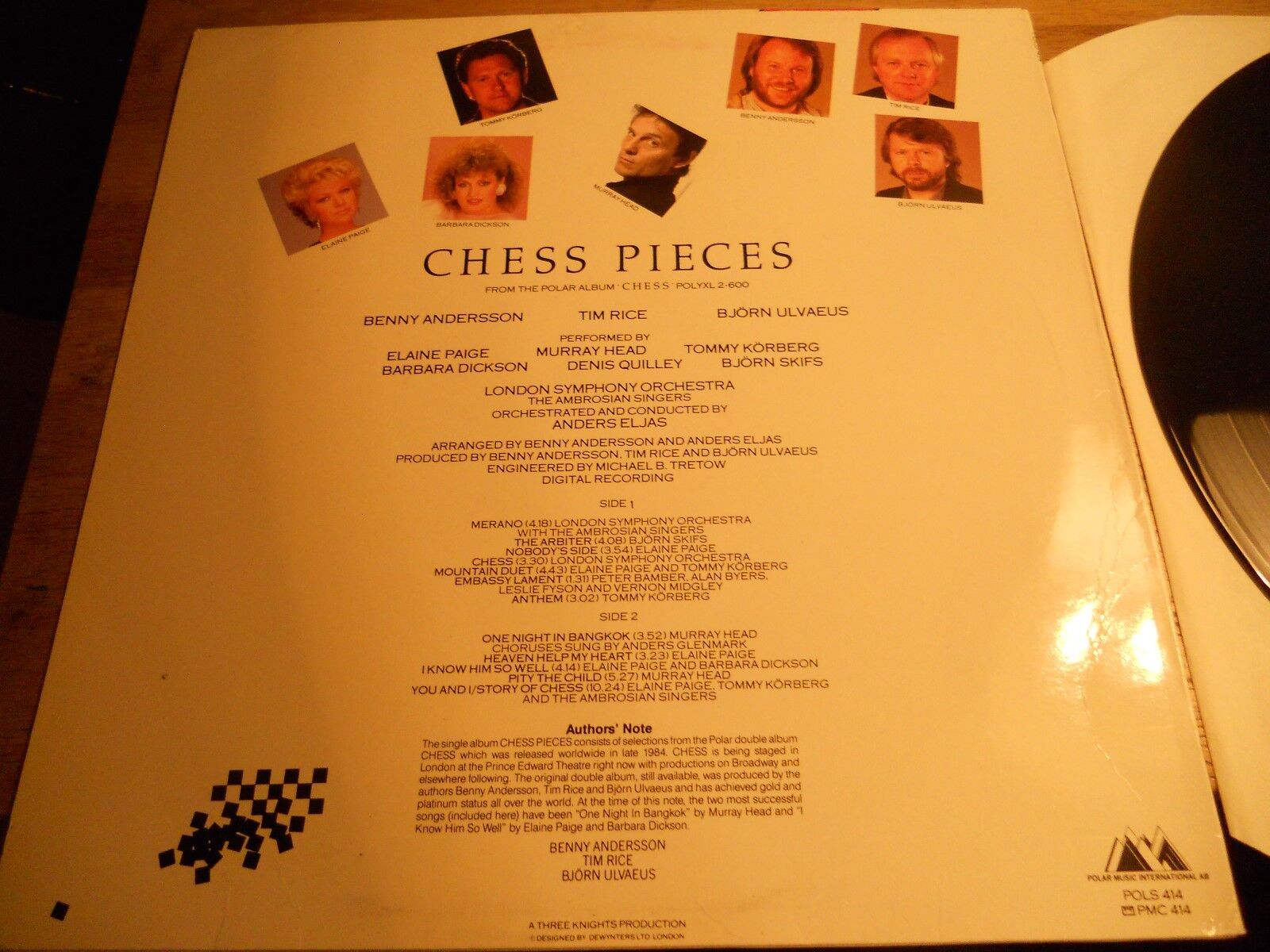 CHESS PIECES 1984 SWEDISH LP POLAR MUSIC INTERNATIONAL ABBA RELATED ULVEAUS RARE