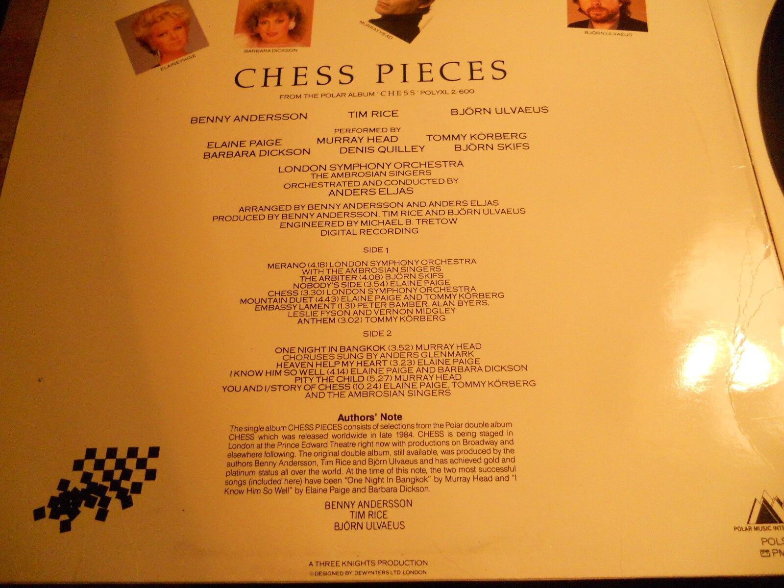 CHESS PIECES 1984 SWEDISH LP POLAR MUSIC INTERNATIONAL ABBA RELATED ULVEAUS RARE