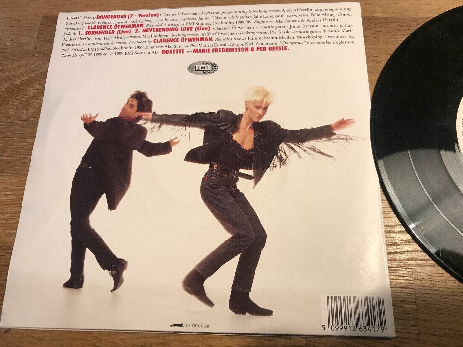 ROXETTE DANGEROUS /SURRENDER/NEVERENDING LOVE NCB SWEDISH 7" 1989 EMI SVENSKA AB