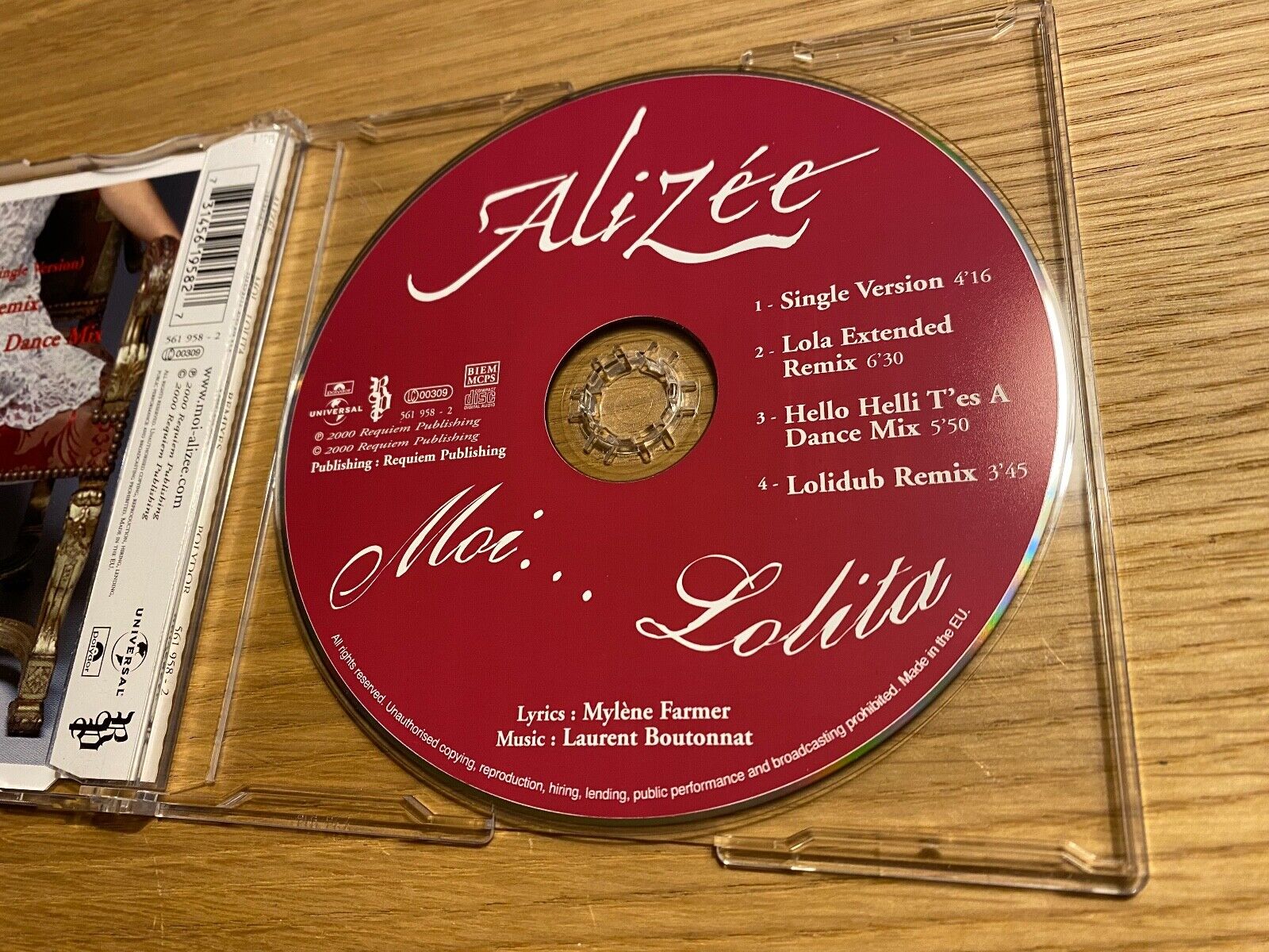 ALIZÈE "MOILOLITA" 4 TRACK CD SINGLE UNIVERSAL  POLYDOR RECORDS 2000 REQUIEM