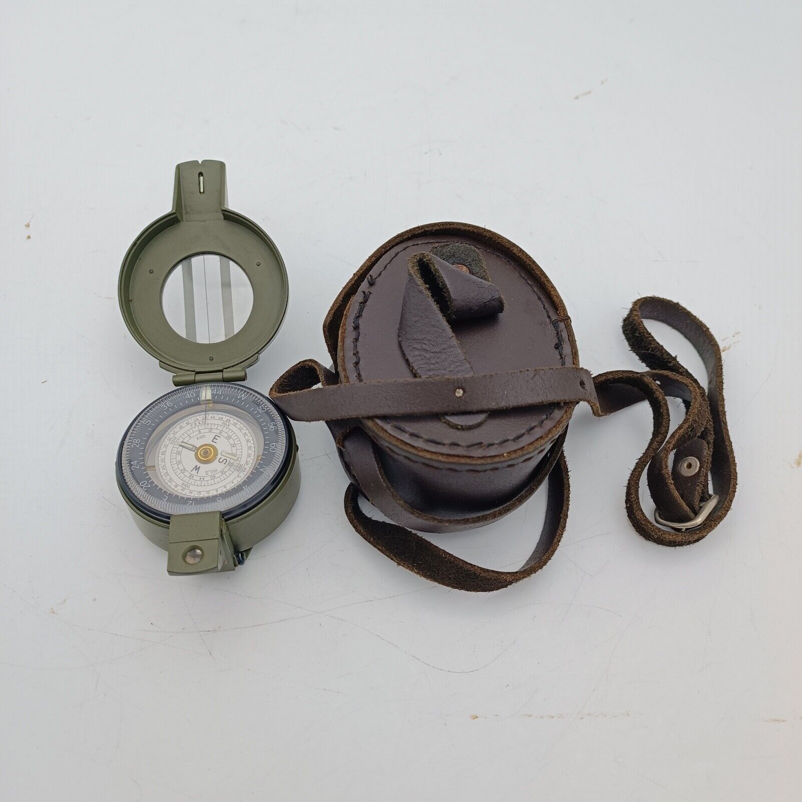 FRANCIS BARKER M-88 Prismatic Military Compass M88 Mils Olive Drab w/ Leather Ca