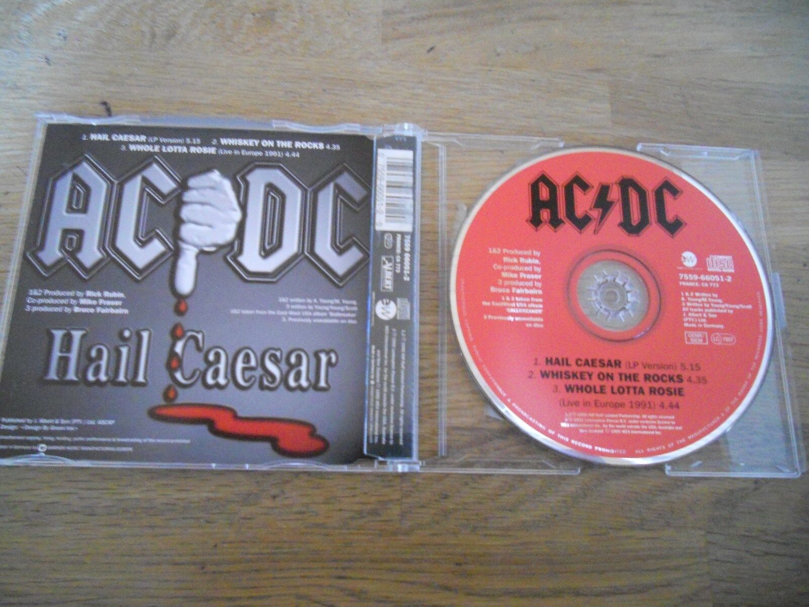 AC/CD HAIL CAESAR / WHISKEY ON THE ROCKS / WHOLE LOTTA ROSIE 3 TRACKS 1995 CD