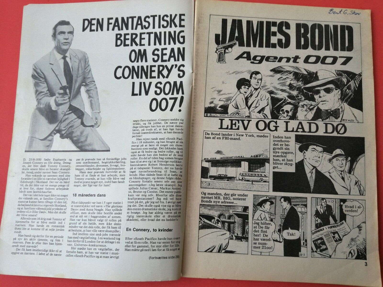 Danish Comic"007 James Bond" Roger MooreSean ConneryNo 50 1973-4