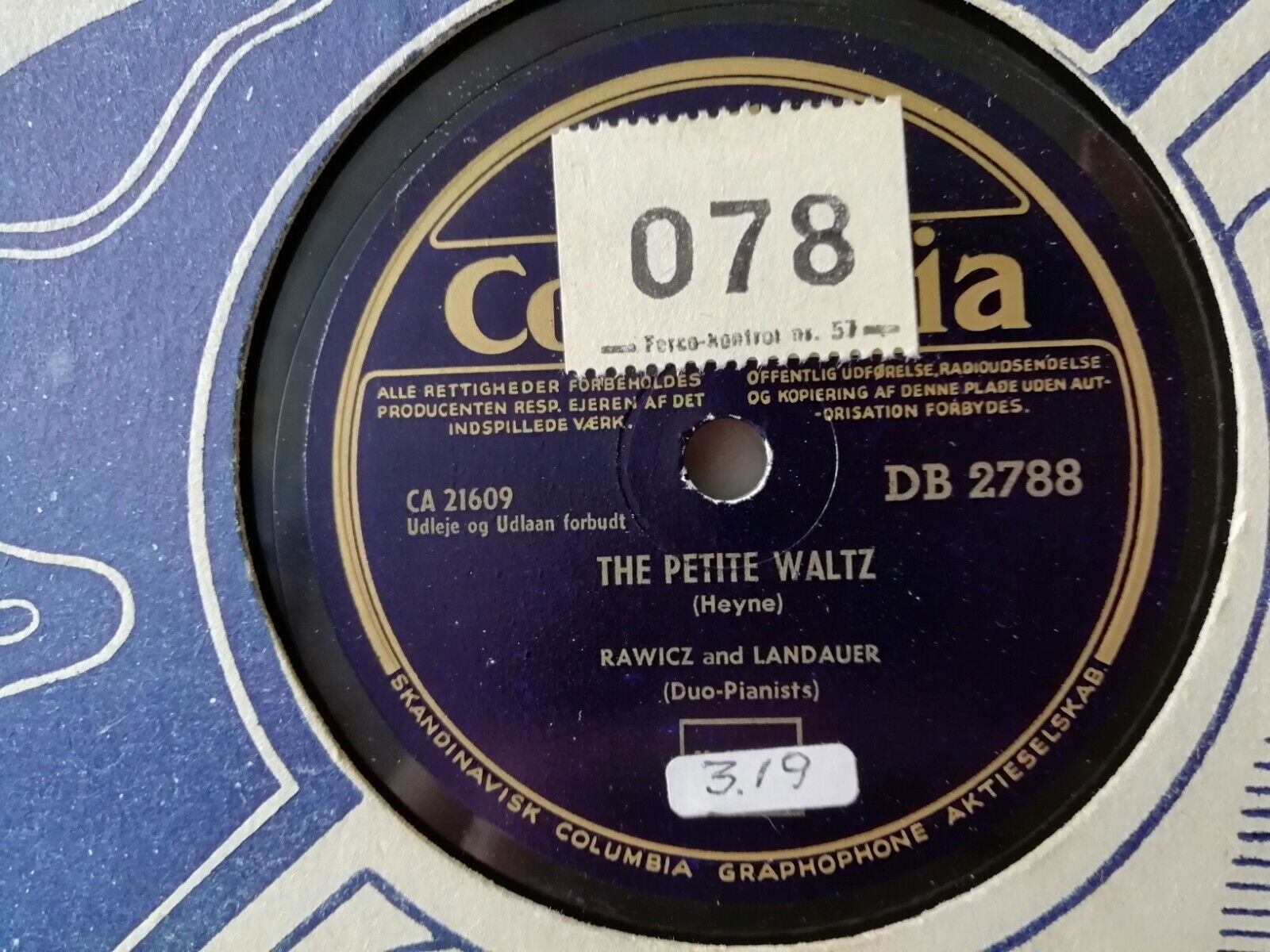 78 rpmRawicz and LandauerThe Petite WaltzThe Annen PolkaColumbia DB 2788