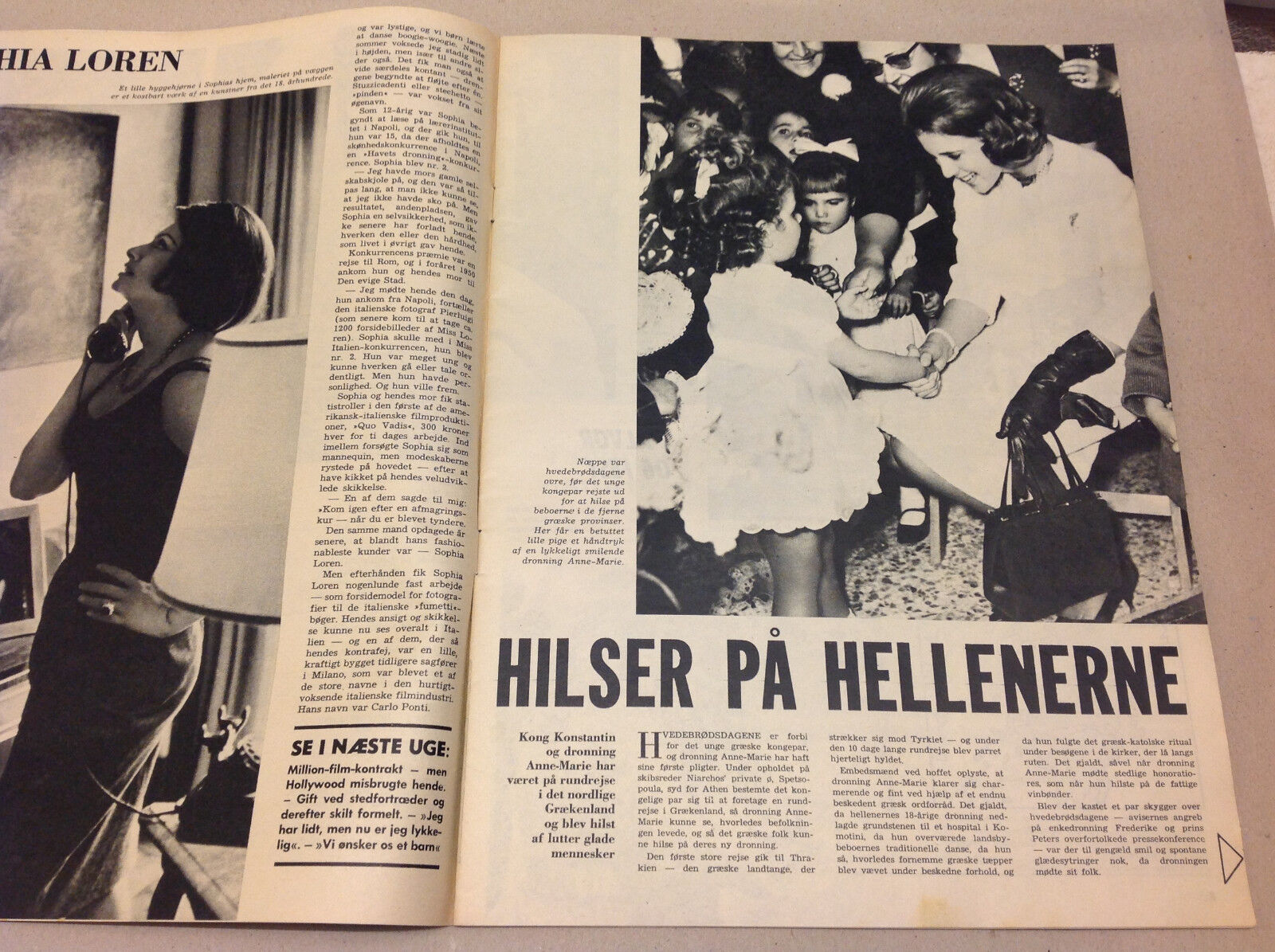 QUEEN ANNE-MARIE GREECE TRIP KING CONSTANTINE II VTG Magazine Billed-Bladet 1964